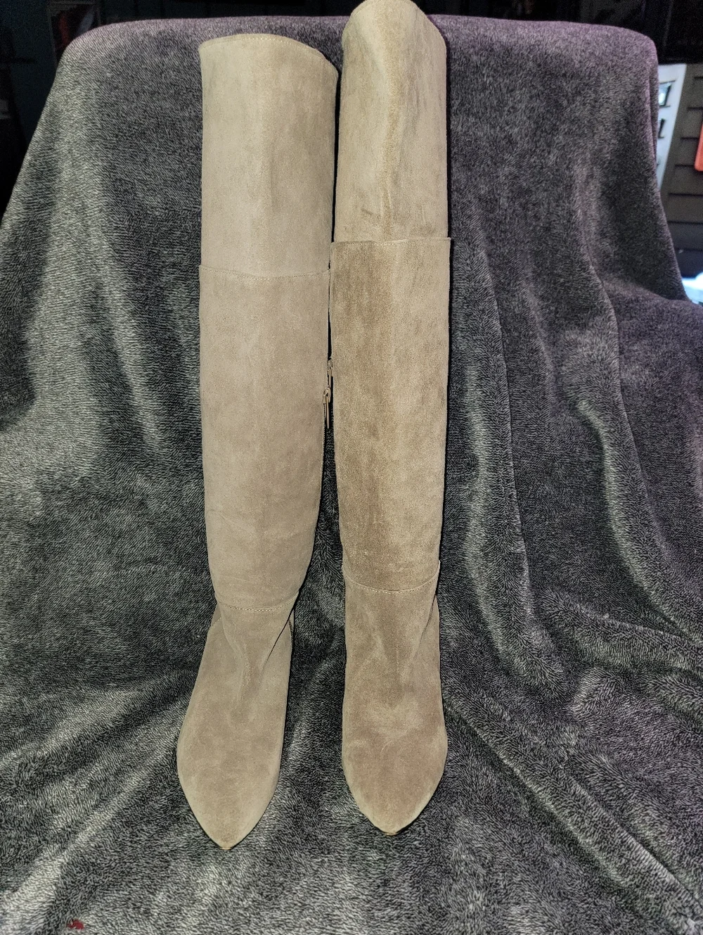 Arturo Chiang Women's Taupe Leather Knee-High Heeled Boots